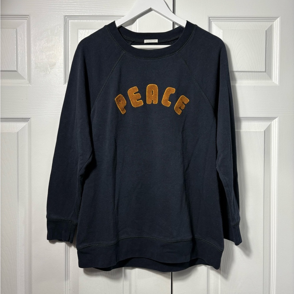 American Eagle Black & Orange Peace Crewneck Sweatshirt Size Medium Cotton - Picture 6 of 12